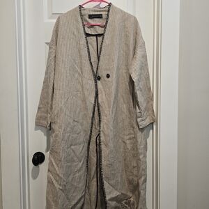 Zara Tan Striped Trench Coat
